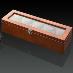 Top 5 Slots Wooden Watch Display Case Black Wood Watch Storage Box With Lock Fashion Wooden Watch Gift Jewelry Cases C023