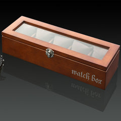 Top 5 Slots Wooden Watch Display Case Black Wood Watch Storage Box With Lock Fashion Wooden Watch Gift Jewelry Cases C023