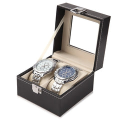 Wholesale PU Leather Watch Box Black Watch Storage Box With Window New Women Jewelry Gift Case Display Package Boxes Case