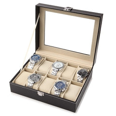 Wholesale PU Leather Watch Box Black Watch Storage Box With Window New Women Jewelry Gift Case Display Package Boxes Case