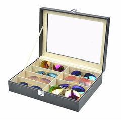 Wooden/Leather 8/10/12 Grids Watch Display Sunglass Case Durable Packaging Holder Jewelry Collection Storage Organizer Box