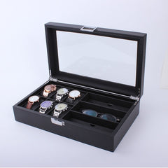 Wooden/Leather 8/10/12 Grids Watch Display Sunglass Case Durable Packaging Holder Jewelry Collection Storage Organizer Box