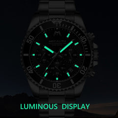 MEGALITH Luxury Top Brand Men Watch Sport Waterproof Date Chronograph Quartz Watches Men Stainless Steel Wristwatches Clock