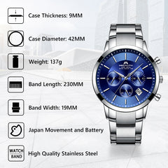 MEGALITH New Fashion Mens Watch Men Quartz Watches Waterproof Sport Chronograph Wristwatches Top Brand Luxury Gents Clock