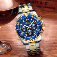 MEGALITH Luxury Top Brand Men Watch Sport Waterproof Date Chronograph Quartz Watches Men Stainless Steel Wristwatches Clock