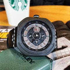 NAVIFORCE Men's Creative Military Sports Watches Leather Waterproof Wristwatch Fashion Quartz Clock Relogio Masculino Male 2019