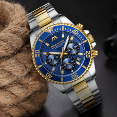 MEGALITH Luxury Top Brand Men Watch Sport Waterproof Date Chronograph Quartz Watches Men Stainless Steel Wristwatches Clock