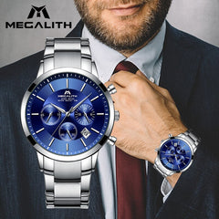 MEGALITH New Fashion Mens Watch Men Quartz Watches Waterproof Sport Chronograph Wristwatches Top Brand Luxury Gents Clock