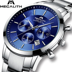 MEGALITH New Fashion Mens Watch Men Quartz Watches Waterproof Sport Chronograph Wristwatches Top Brand Luxury Gents Clock