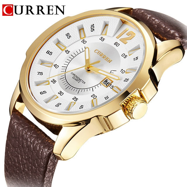 CURREN Mens Watches Top Luxury Brand Leather Starp Men's Quartz Date Clock Men Fashion Business Wrist Watch Relogio Masculino