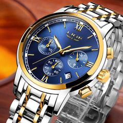 LIGE Watches Men Luxury Brand Fashion Business Quartz Man watch Six Pin Sport Waterproof Clock watch men Full Steel Wristwatches