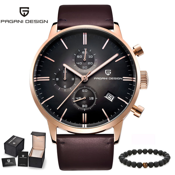 Top Brand Luxury PAGANI Design Chronograph Leather Men's Watches Quartz Fashion Sport Military Wristwatch Men relogio masculino