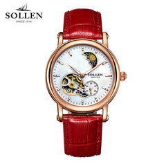 SOLLEN Tourbillon Business women watches brand luxury shockproof waterproof watch women mechanical automatic ladies wristwatch