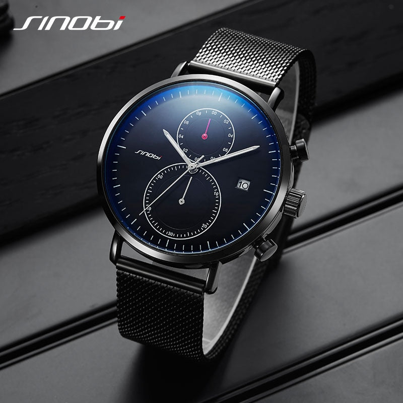 2019 SINOBI New Multifunction Men Watch Fashion DIY Luminous Quartz Watch For Men Male Casual Sport Chronograph Stop Watch Clock