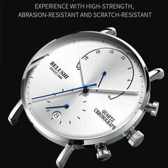 Mens Waterproof Watches Leather Strap Slim Quartz Casual Business Mens Wrist Watch Top Brand Belushi 537 Male Clock 2019 Fashion