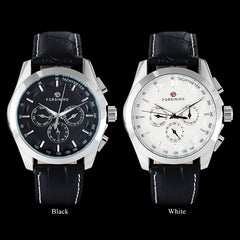 FORSINING Mens Luxury Automatich Mechanical Watches Men Black Leather Band 24H Date Week Month Calendar Clock Relogio Masculino