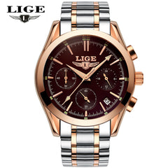 Watches Men LIGE Brand Full Steel Military Watches Men's Quartz Clock Men Business Watch Sport Waterproof WristWatch Man Relojes