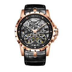 2019 New Arrival OBLVLO Luxury Rose Gold Transparent Watches Tourbillon Automatic Military Watches Men Relogio Masculino OBL3606