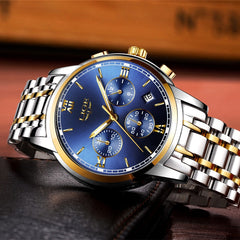 LIGE Watches Men Luxury Brand Fashion Business Quartz Man watch Six Pin Sport Waterproof Clock watch men Full Steel Wristwatches