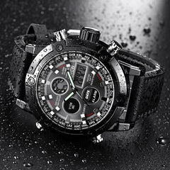 Montre Homme 2019 Luxury Dual Movt Men's Leather  Quarz Analog Digital LED Sport Wrist Watch Relogio Masculino Erkek Kol Saati
