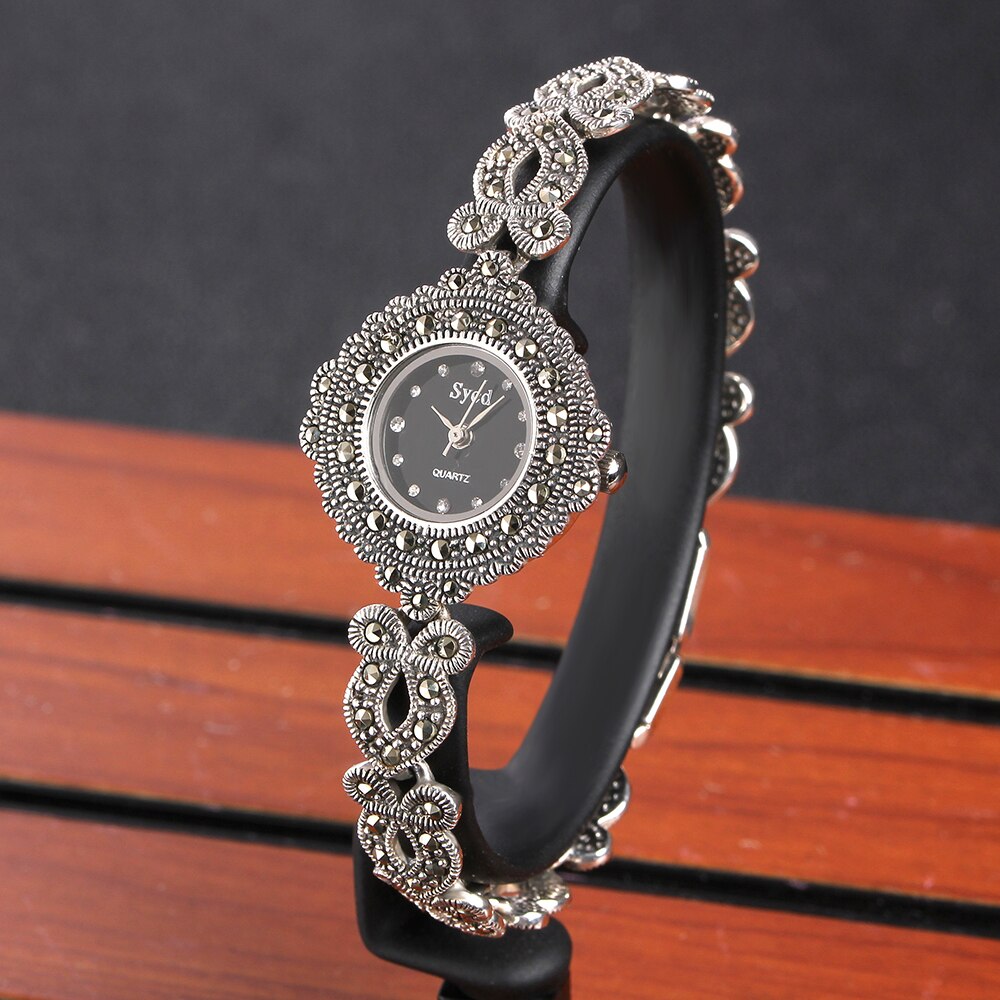 JIASHUNTAI Vintage 100% Silver 925 Watch For Women Retro 925 Sterling Silver Clock Female Fashion Bracelets Watch Jewelry