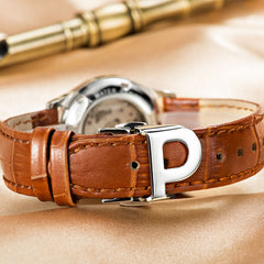 Parnis Royal Seriers Luminous Lady Women Leather Watchband  Fashion Automatic Mechanical Watch Wristwatch