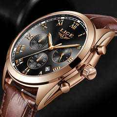 2019 LIGE Mens Watches Top Brand Luxury Waterproof 24 Hour Date Quartz Clock  Male Leather Sport Wrist Watch Relogio Masculino