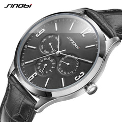 Reloj SINOBI Slim Quartz Wrist Watch Leather Wristband Mens Watches Top Casual Geneva Watch Men Wristwatches relogio masculino