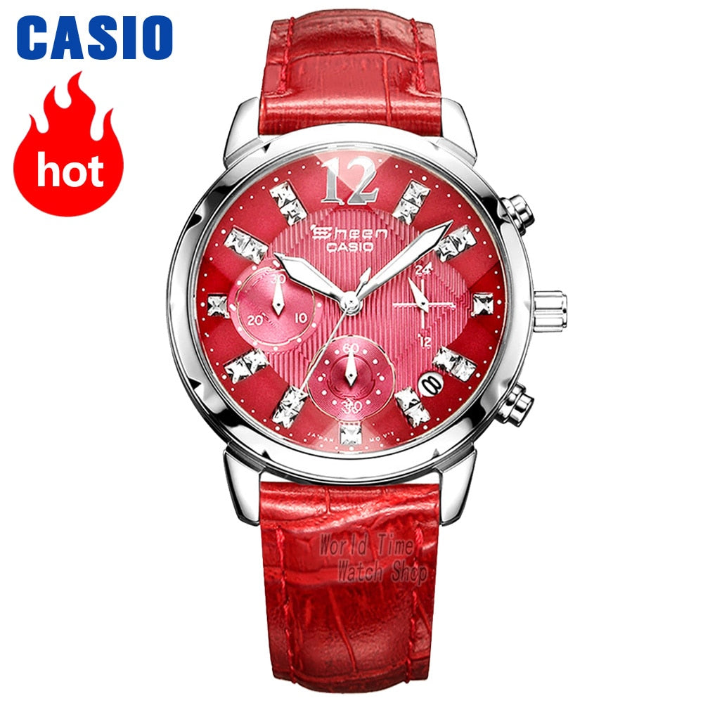 Casio watch Swarovski Crystal  women watches top brand luxury set Quartz ladies Chronograph Waterproof watch women reloj mujer