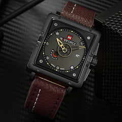 Original NAVIFORCE Men Creative Square Wrist Watch Leather Quartz Sports Watches Male Waterproof Clock Fashion Relogio Masculino