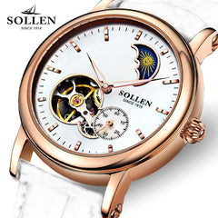 SOLLEN Tourbillon Business women watches brand luxury shockproof waterproof watch women mechanical automatic ladies wristwatch