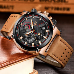 LIGE Fashion Mens Watches Top Brand Luxury Casual Sport Quartz Watch Men Leather Waterproof Military Wristwatch Relogio Masculio