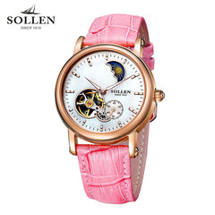 SOLLEN Tourbillon Business women watches brand luxury shockproof waterproof watch women mechanical automatic ladies wristwatch