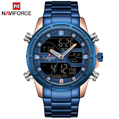 New Watches Men Luxury Top Brand Naviforce LED Men Sports Watches Waterproof Full Steel Quartz Men's Watch Relogio Masculino