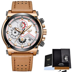 LIGE Fashion Mens Watches Top Brand Luxury Casual Sport Quartz Watch Men Leather Waterproof Military Wristwatch Relogio Masculio