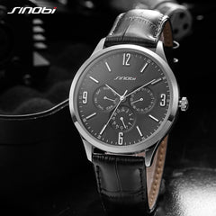 Reloj SINOBI Slim Quartz Wrist Watch Leather Wristband Mens Watches Top Casual Geneva Watch Men Wristwatches relogio masculino