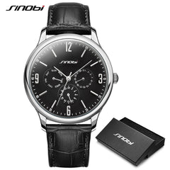 Reloj SINOBI Slim Quartz Wrist Watch Leather Wristband Mens Watches Top Casual Geneva Watch Men Wristwatches relogio masculino