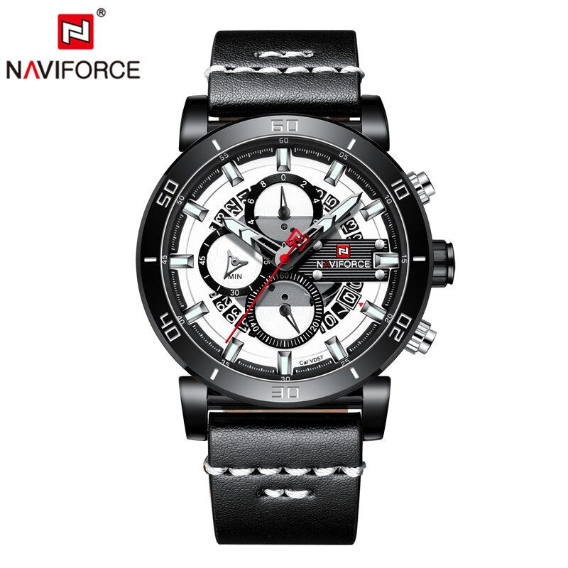 Relogio Masculino NAVIFORCE Men Watch Top Brand Luxury Sport Chronograph Military Army Wristwatch Leather Quartz Male Clock 9131