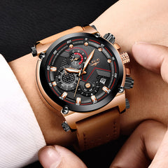 LIGE Fashion Mens Watches Top Brand Luxury Casual Sport Quartz Watch Men Leather Waterproof Military Wristwatch Relogio Masculio