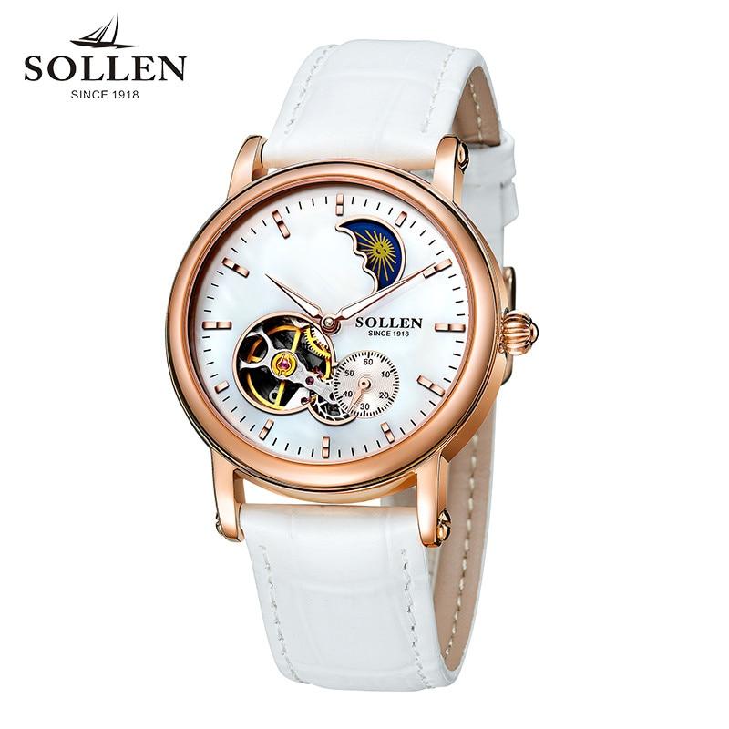 SOLLEN Tourbillon Business women watches brand luxury shockproof waterproof watch women mechanical automatic ladies wristwatch