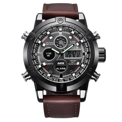 Montre Homme 2019 Luxury Dual Movt Men's Leather  Quarz Analog Digital LED Sport Wrist Watch Relogio Masculino Erkek Kol Saati