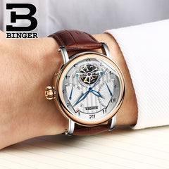 Switzerland BINGER Tourbillon Automatic Watch Mens Mechanical Multifunction Watches Top Brand Luxury Sapphire Men Clock Relogio