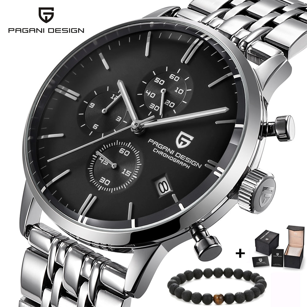 PAGANI design luxury Top Brand simple Chronograph stainless steel Men's Watch Military Quartz Wrist Watches Dress Clock Male