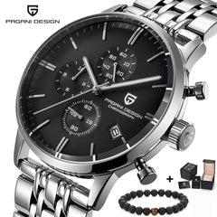 PAGANI design luxury Top Brand simple Chronograph stainless steel Men's Watch Military Quartz Wrist Watches Dress Clock Male