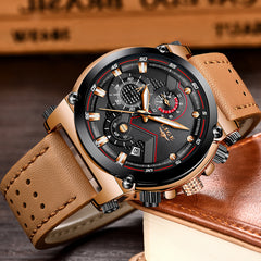 LIGE Fashion Mens Watches Top Brand Luxury Casual Sport Quartz Watch Men Leather Waterproof Military Wristwatch Relogio Masculio