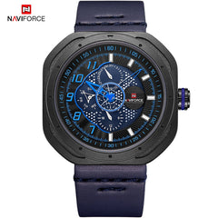 NAVIFORCE Men's Creative Military Sports Watches Leather Waterproof Wristwatch Fashion Quartz Clock Relogio Masculino Male 2019