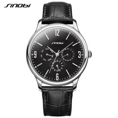 Reloj SINOBI Slim Quartz Wrist Watch Leather Wristband Mens Watches Top Casual Geneva Watch Men Wristwatches relogio masculino