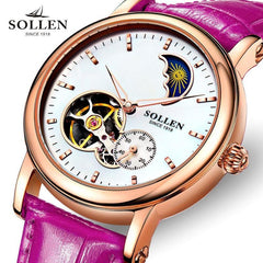 SOLLEN Tourbillon Business women watches brand luxury shockproof waterproof watch women mechanical automatic ladies wristwatch