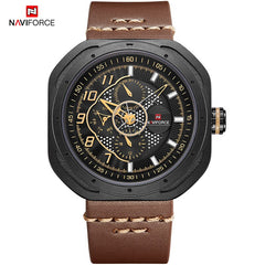 NAVIFORCE Men's Creative Military Sports Watches Leather Waterproof Wristwatch Fashion Quartz Clock Relogio Masculino Male 2019
