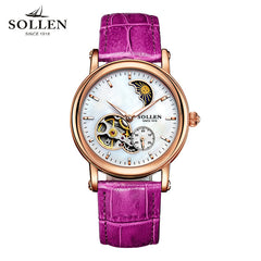 SOLLEN Tourbillon Business women watches brand luxury shockproof waterproof watch women mechanical automatic ladies wristwatch